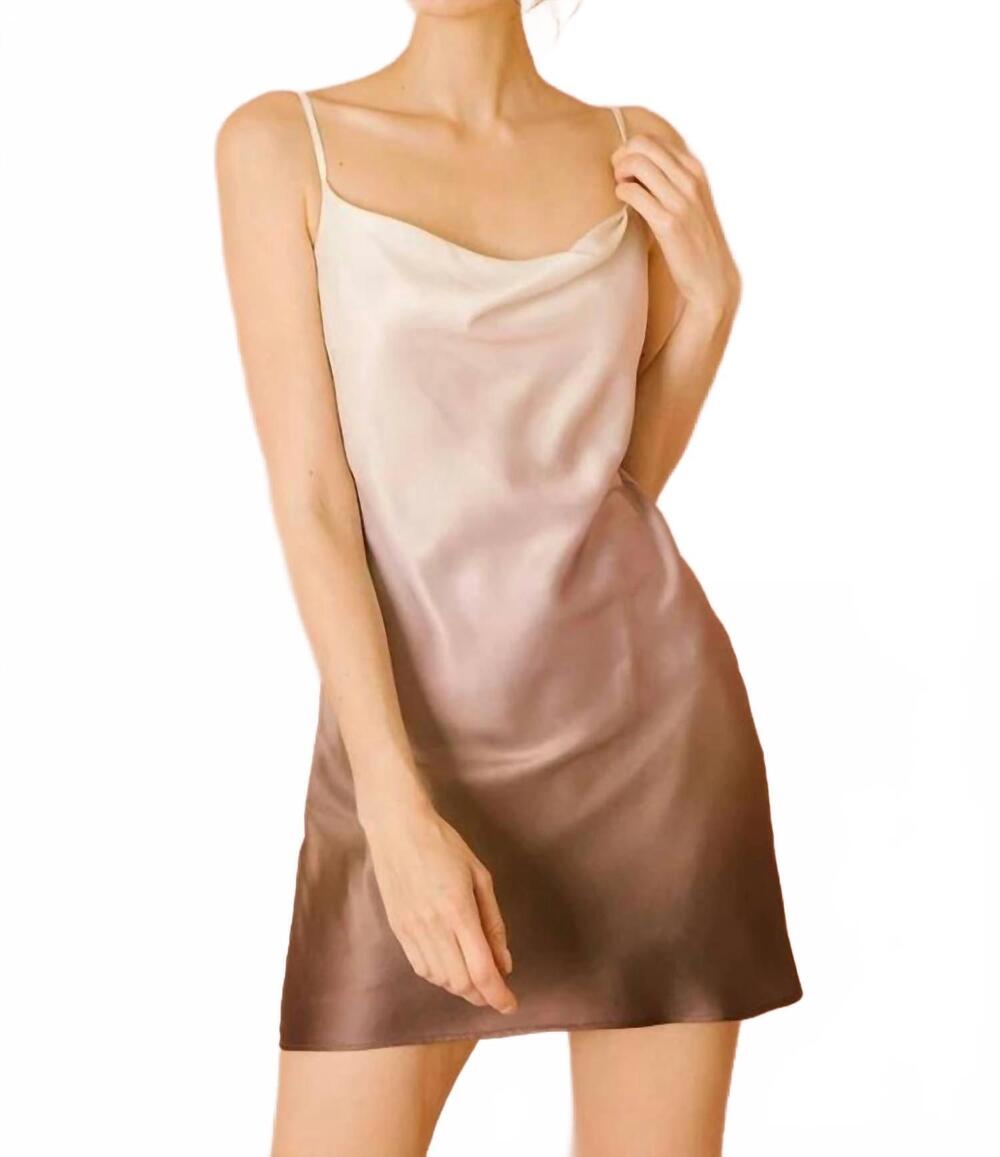 NEW STORIA ombré satin mini dress in beige